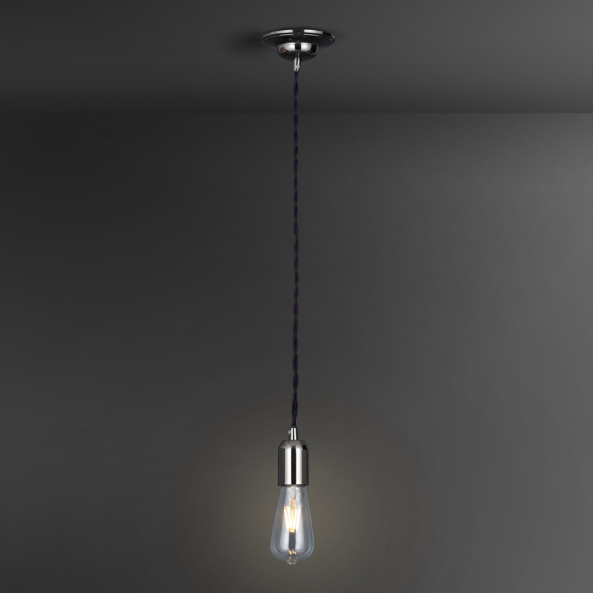 Colours Pendant Fabric & metal Black Nickel effect Ceiling light