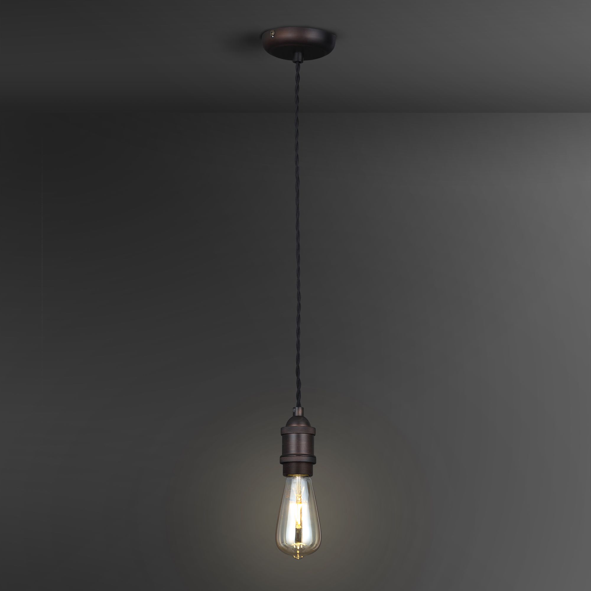 Colours Pendant Fabric & metal Bronze effect Ceiling light