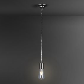 Colours Pendant Fabric & metal Grey Nickel effect Ceiling light