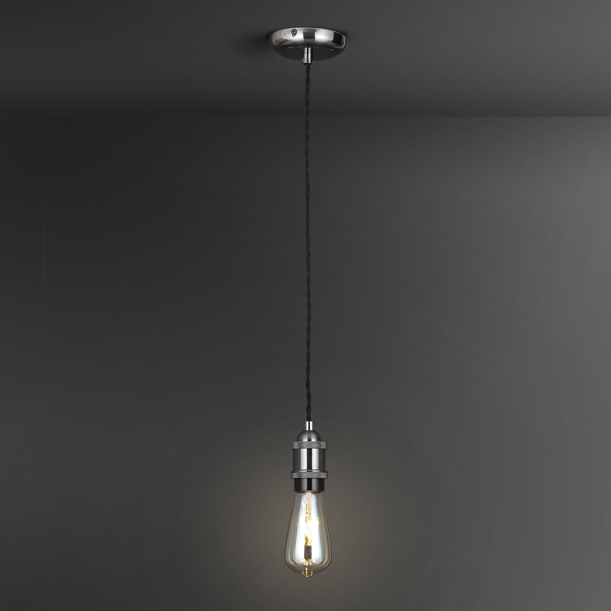 Colours Pendant Fabric & metal Grey Pewter effect Ceiling light