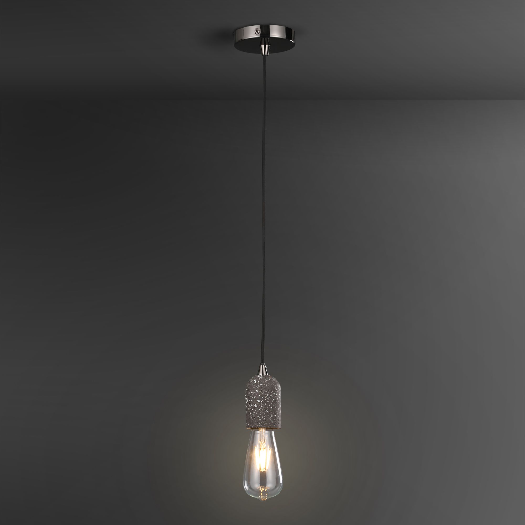 Colours Pendant Fabric & metal Grey Terrazzo effect Ceiling light