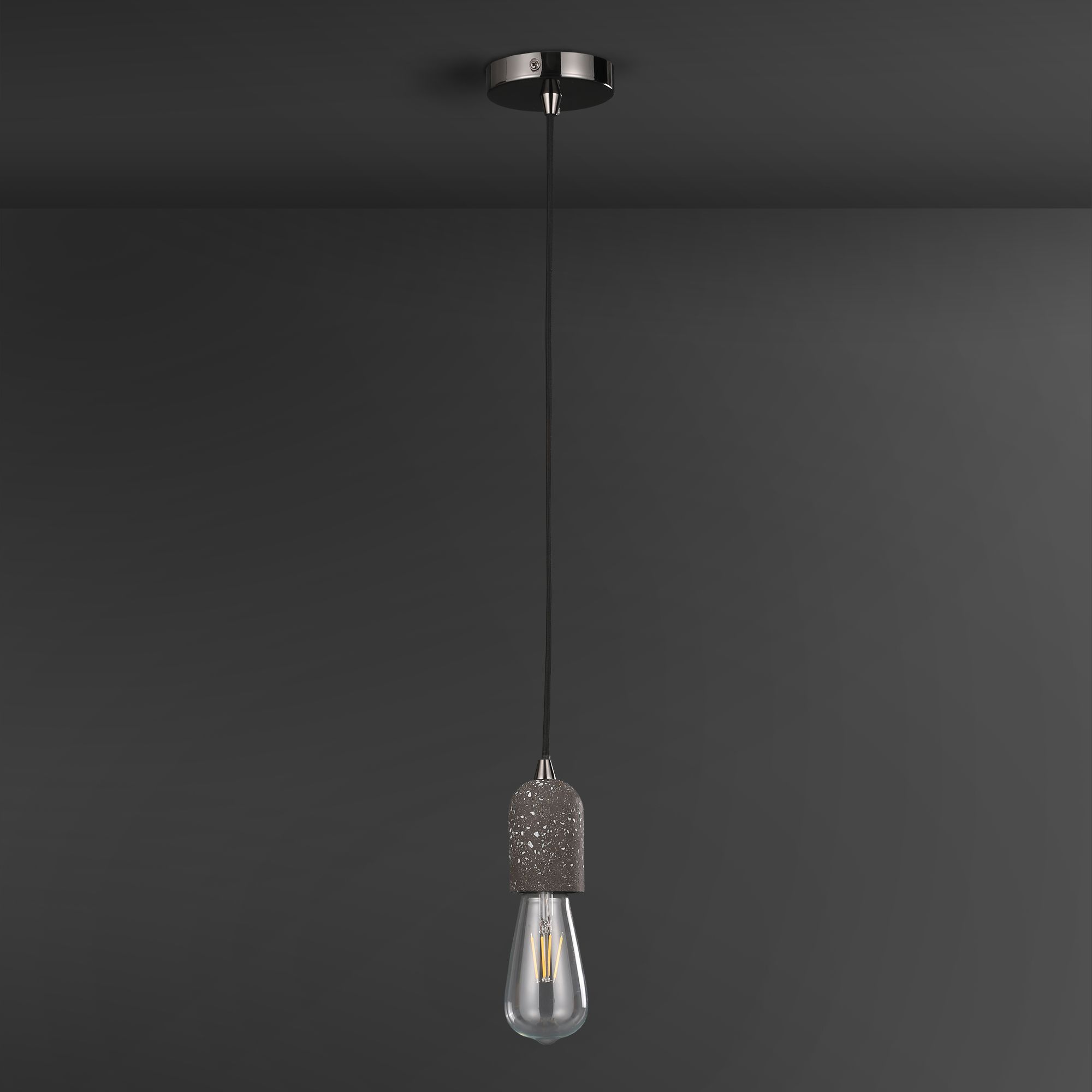 Colours Pendant Fabric & metal Grey Terrazzo effect Ceiling light