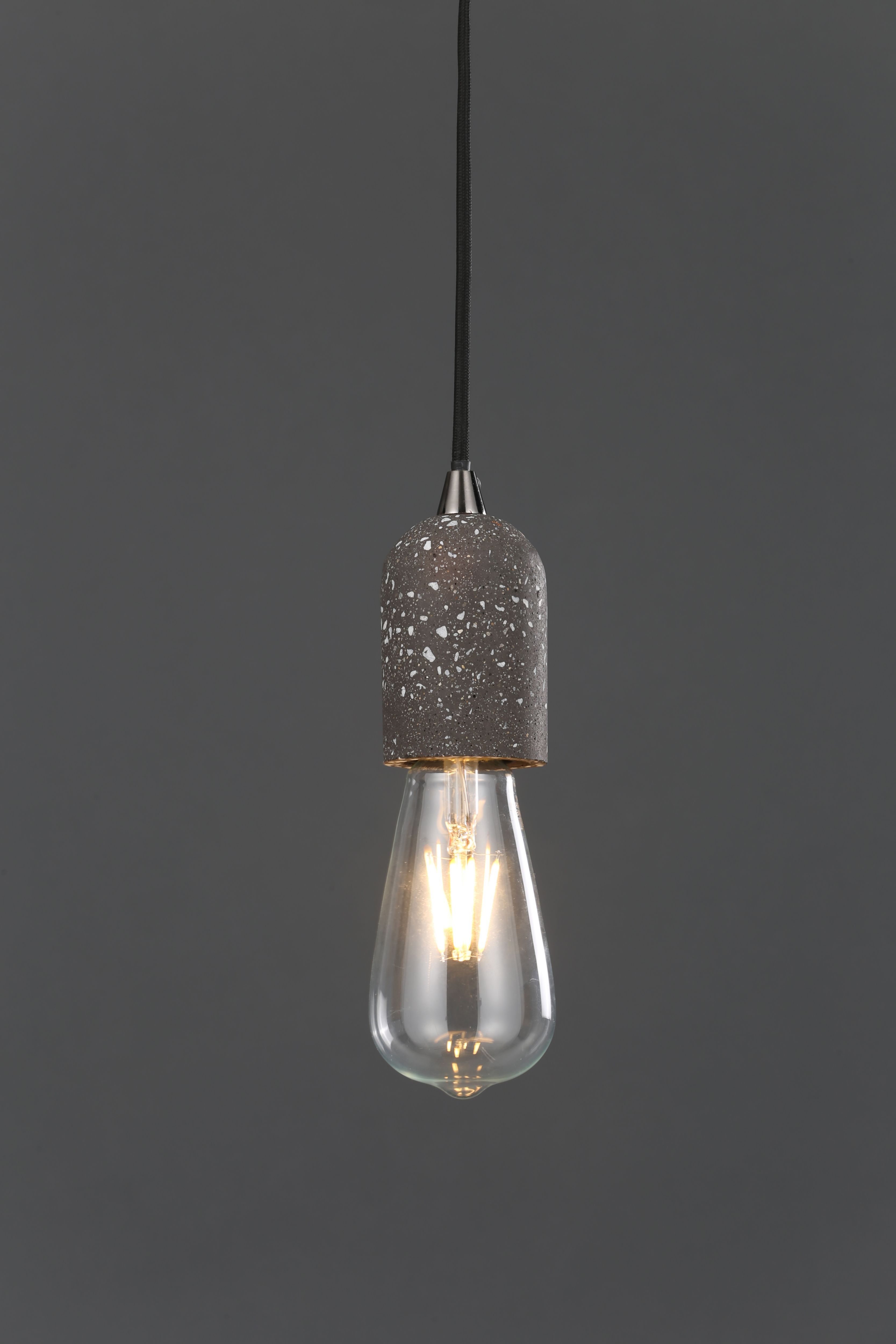 Colours Pendant Fabric & metal Grey Terrazzo effect Ceiling light