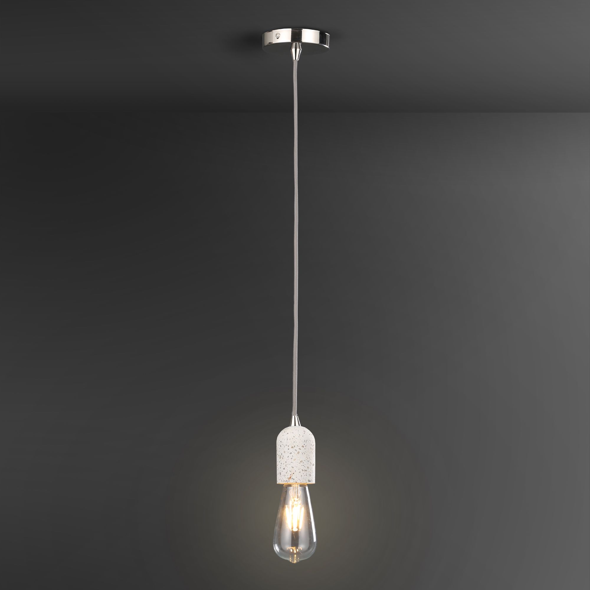 Colours Pendant Fabric & metal Grey & white Terrazzo effect Ceiling light