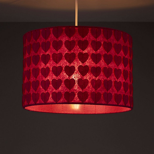 Colours Peppi Pink Heart Light Shade D, Pink Heart Lampshade