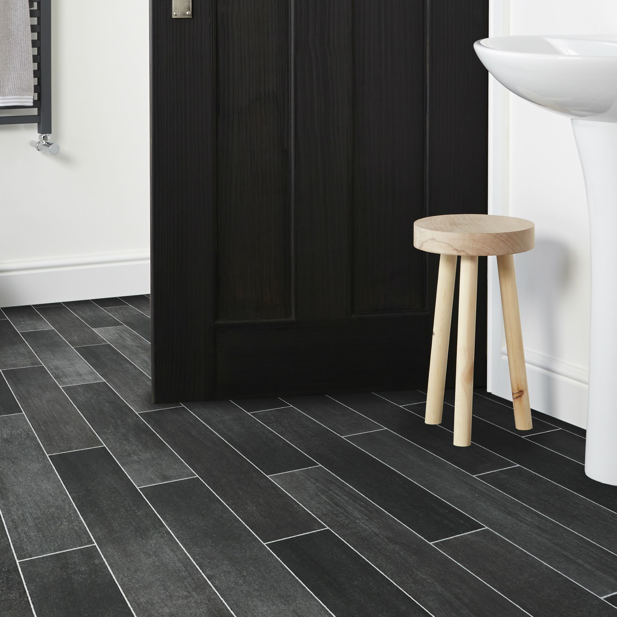 Colours Perugia Grey Wood effect Vinyl flooring at B&Q