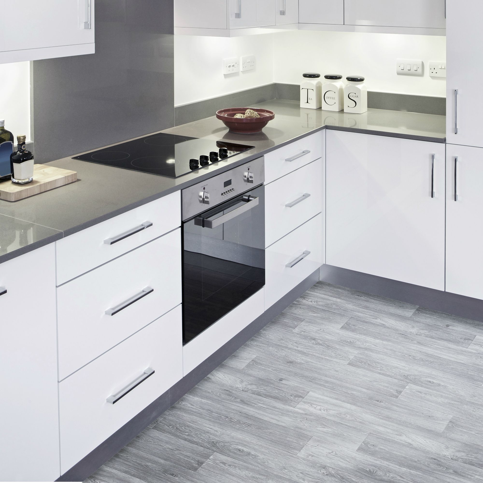 Colours Perugia Light grey Oak effect Vinyl flooring
