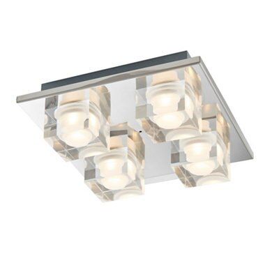 Colours Pietro Brushed Acrylic & steel Chrome effect 4 Lamp LED Ceiling light