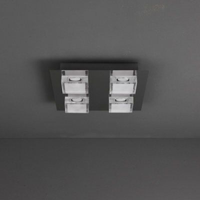 Colours Pietro Brushed Acrylic & steel Chrome effect 4 Lamp LED Ceiling light