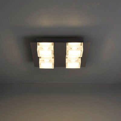 Colours Pietro Brushed Acrylic & steel Chrome effect 4 Lamp LED Ceiling light