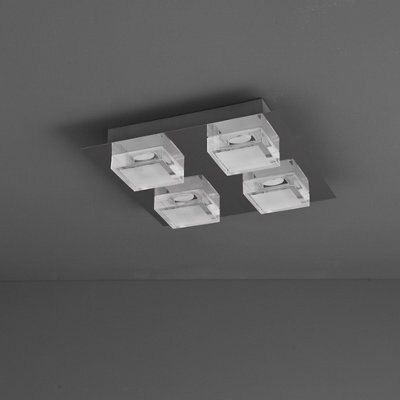 Colours Pietro Brushed Acrylic & steel Chrome effect 4 Lamp LED Ceiling light