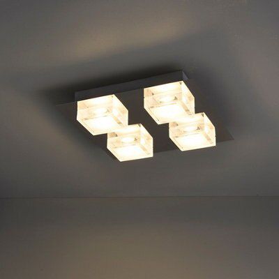 Colours Pietro Brushed Acrylic & steel Chrome effect 4 Lamp LED Ceiling light
