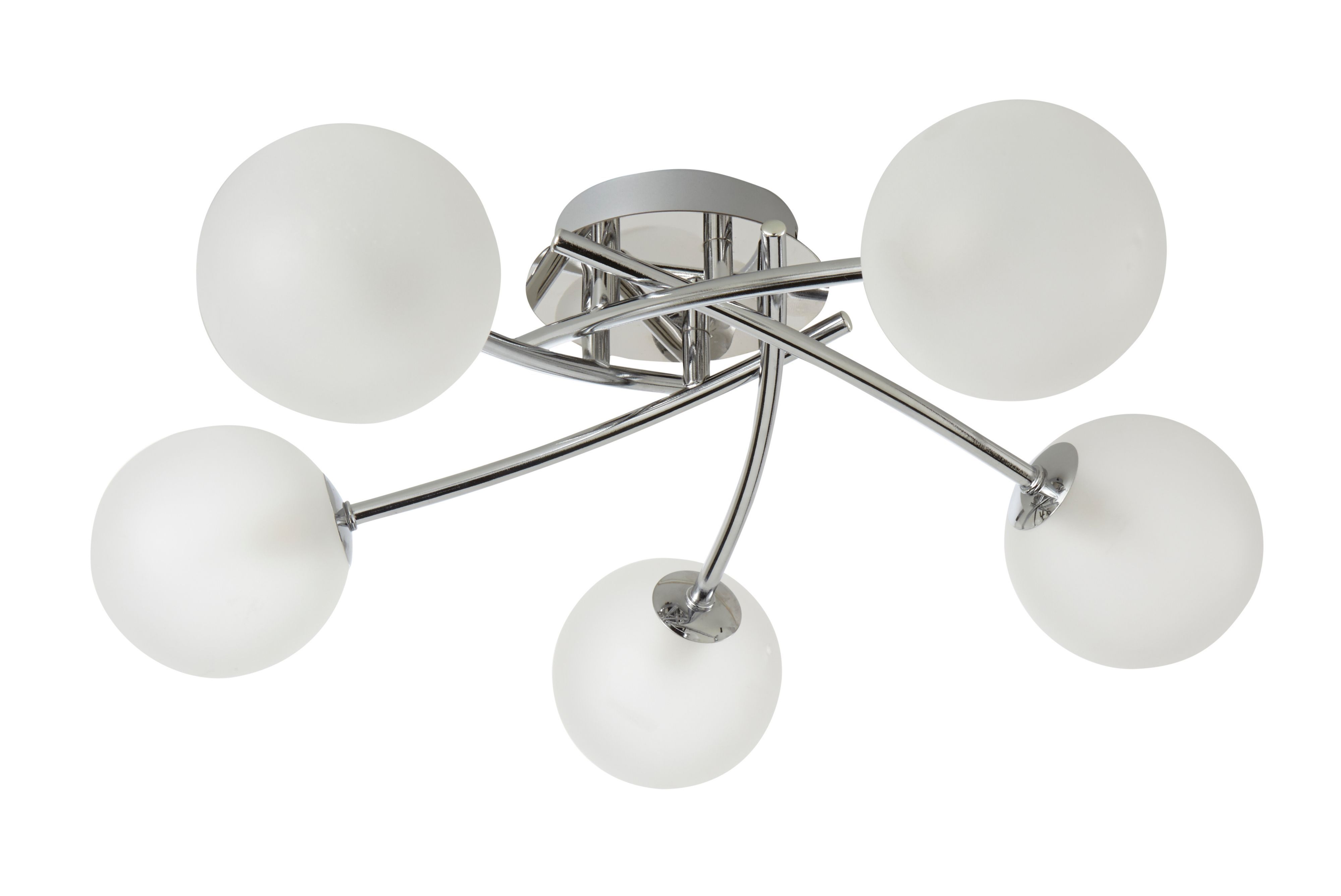 Colours Pila Brushed Glass & metal Chrome effect 5 Lamp Ceiling light