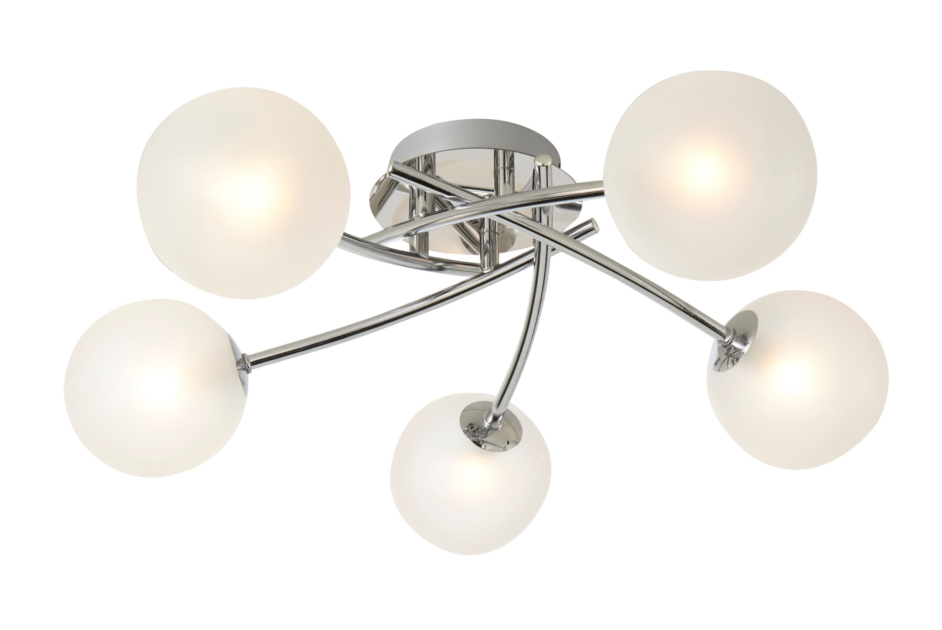 Colours Pila Brushed Glass & metal Chrome effect 5 Lamp Ceiling light
