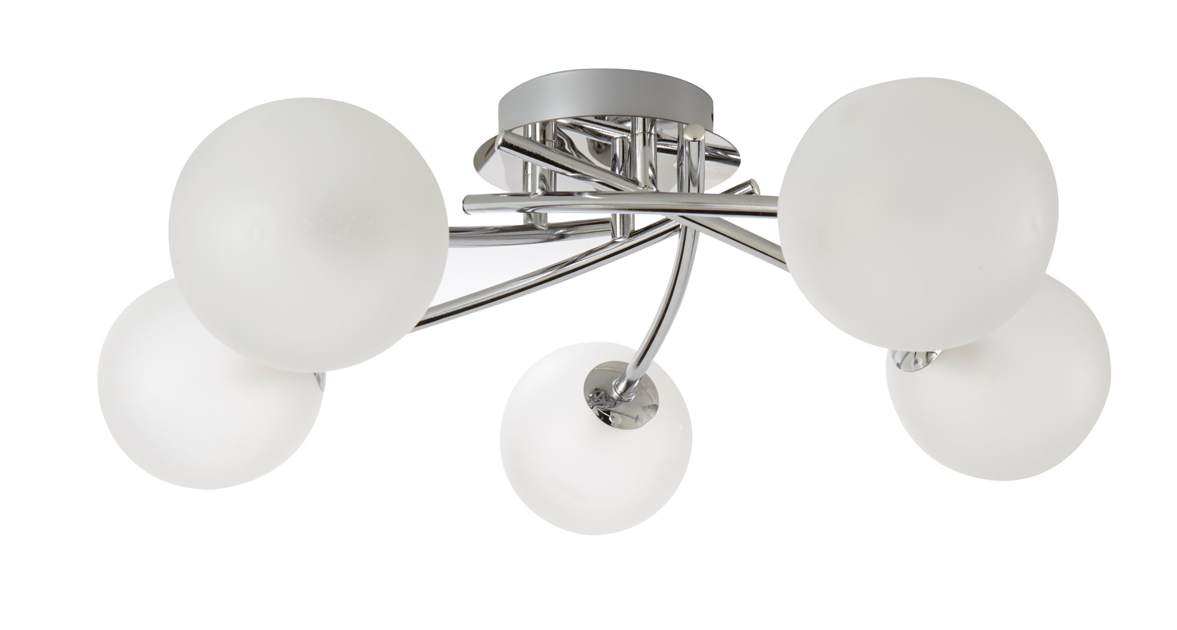 Colours Pila Brushed Glass & metal Chrome effect 5 Lamp Ceiling light