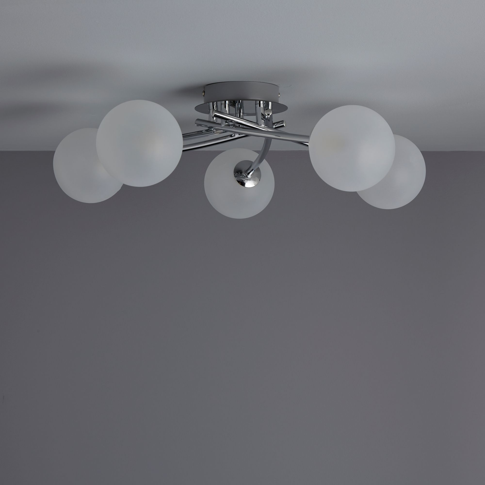Colours Pila Brushed Glass & metal Chrome effect 5 Lamp Ceiling light