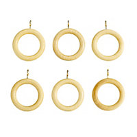 Colours Pine effect Curtain ring (Dia)23mm, Pack of 6