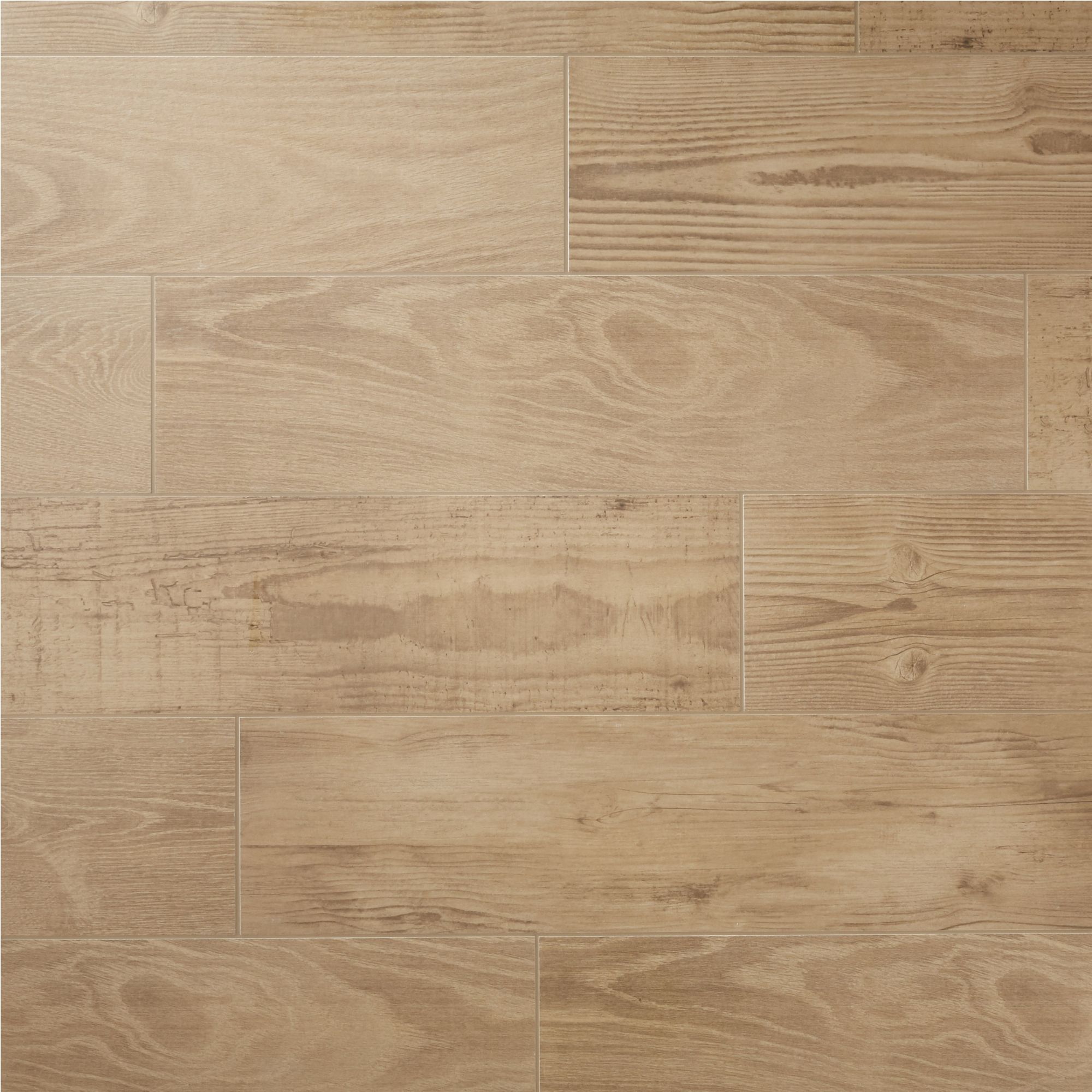 Colours Pine wood Natural Matt Wood effect Porcelain Indoor Wall & floor Tile Sample