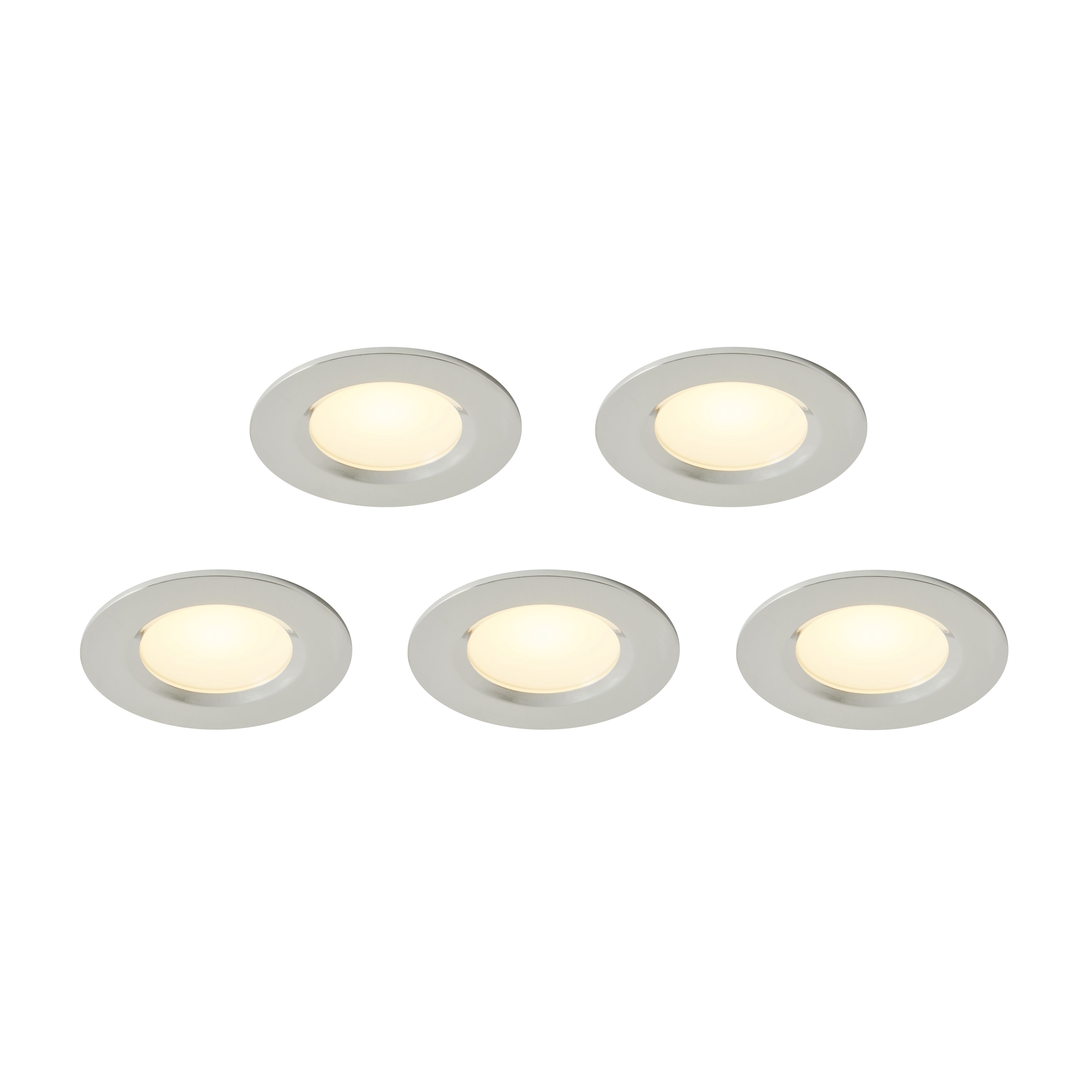 Colours Polson Silver Chrome effect Non-adjustable LED Warm white Downlight 4.5W IP20, Pack of 5