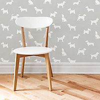 Colours Pooch Grey Dogs Mica effect Smooth Wallpaper