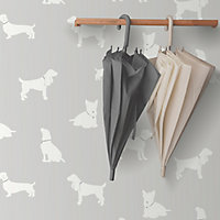 Colours Pooch Grey Dogs Mica effect Smooth Wallpaper