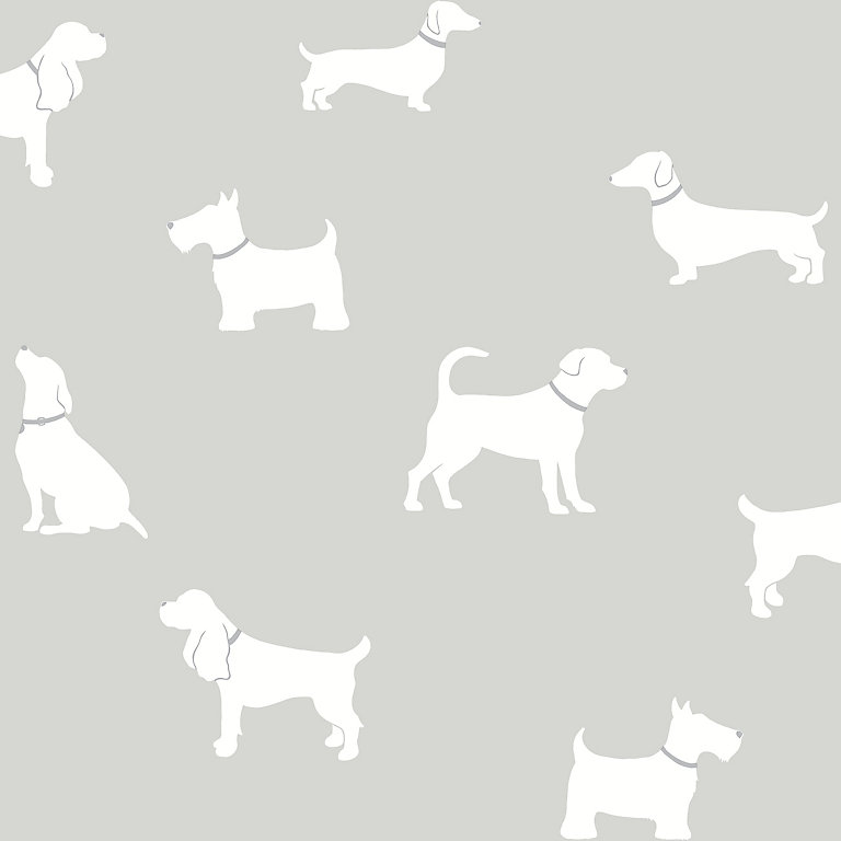 Colours Pooch Grey Dogs Mica effect Smooth Wallpaper | DIY at B&Q
