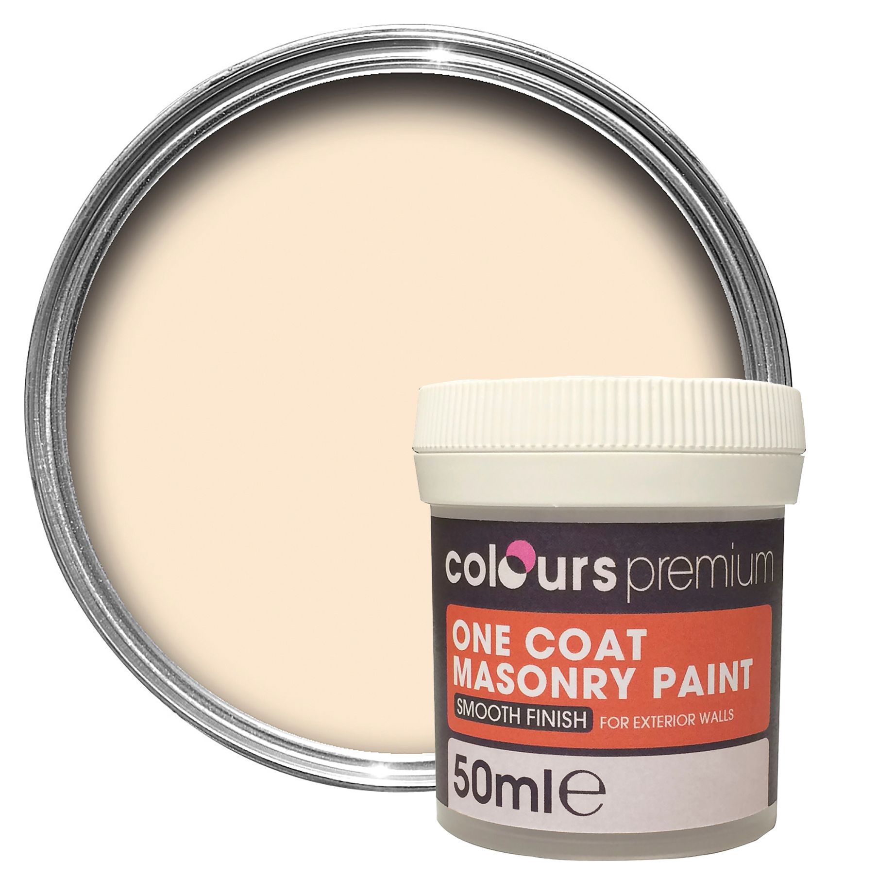 Colours Premium Magnolia Smooth Masonry paint 0.05L Tester pot DIY at B&Q