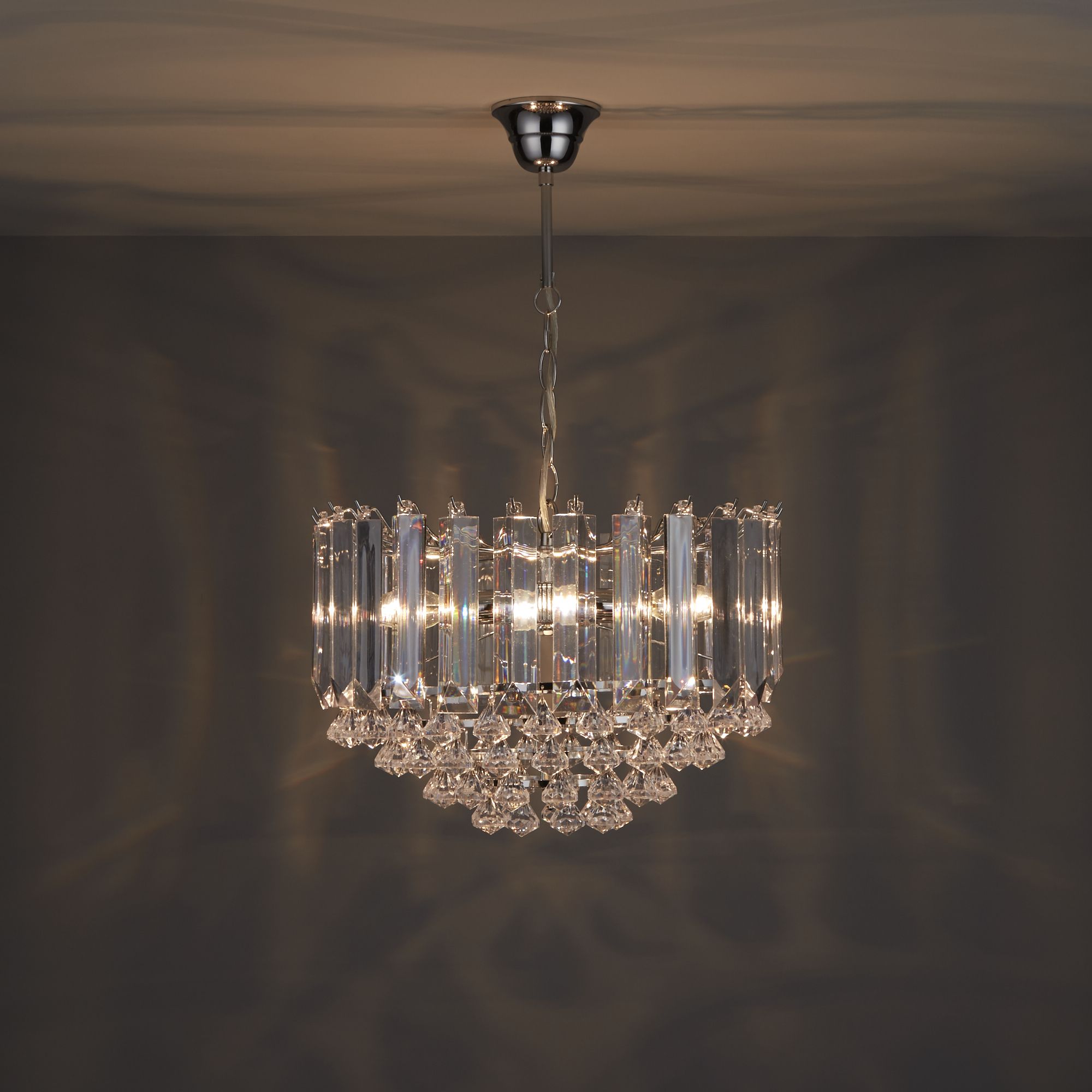 Colours Procopio Pendant Acrylic & steel Silver effect 2 Lamp Ceiling light