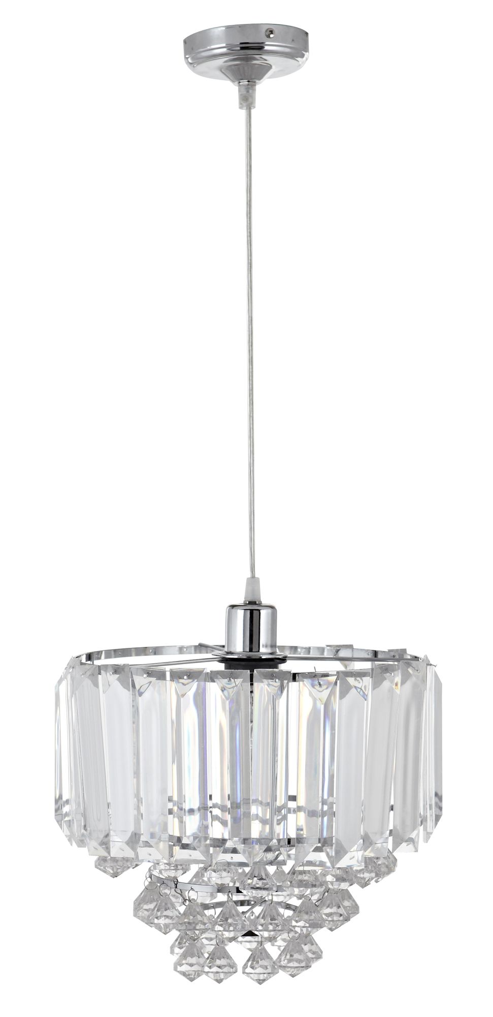 Colours Procopio Pendant Acrylic & steel Silver effect 2 Lamp Ceiling light
