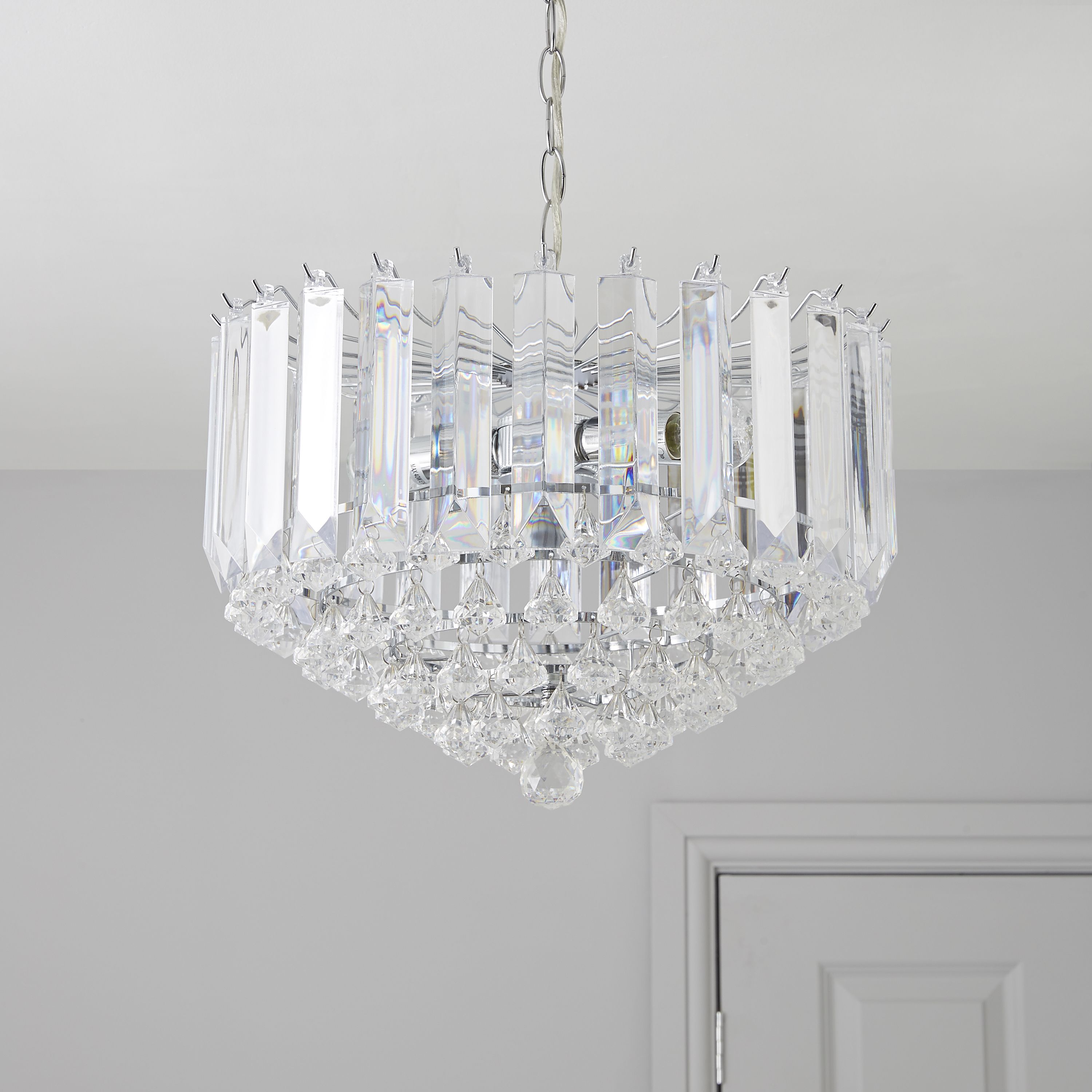 Colours Procopio Pendant Acrylic & steel Silver effect 2 Lamp Ceiling light