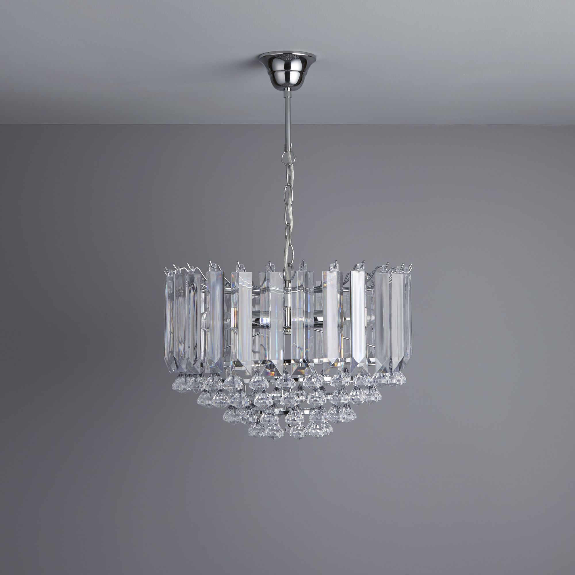 Colours Procopio Pendant Acrylic & steel Silver effect 2 Lamp Ceiling light