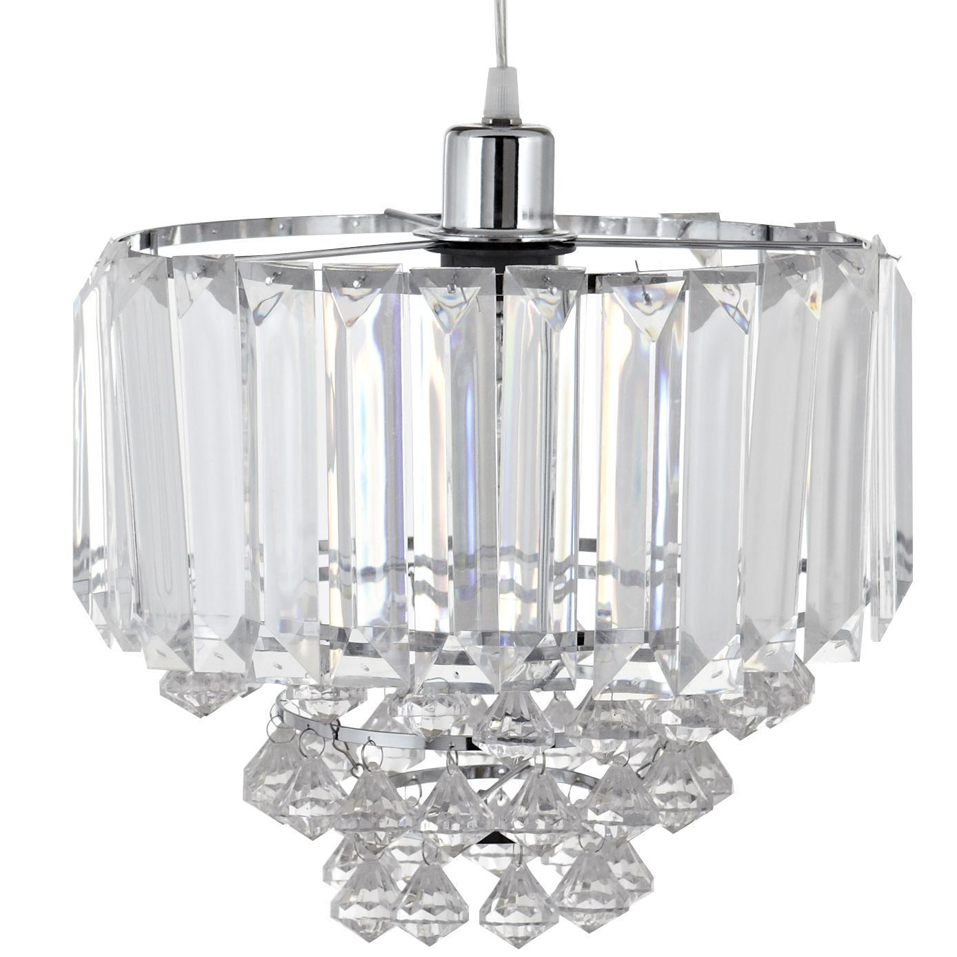 Colours Procopio Pendant Acrylic & steel Silver effect 2 Lamp Ceiling light