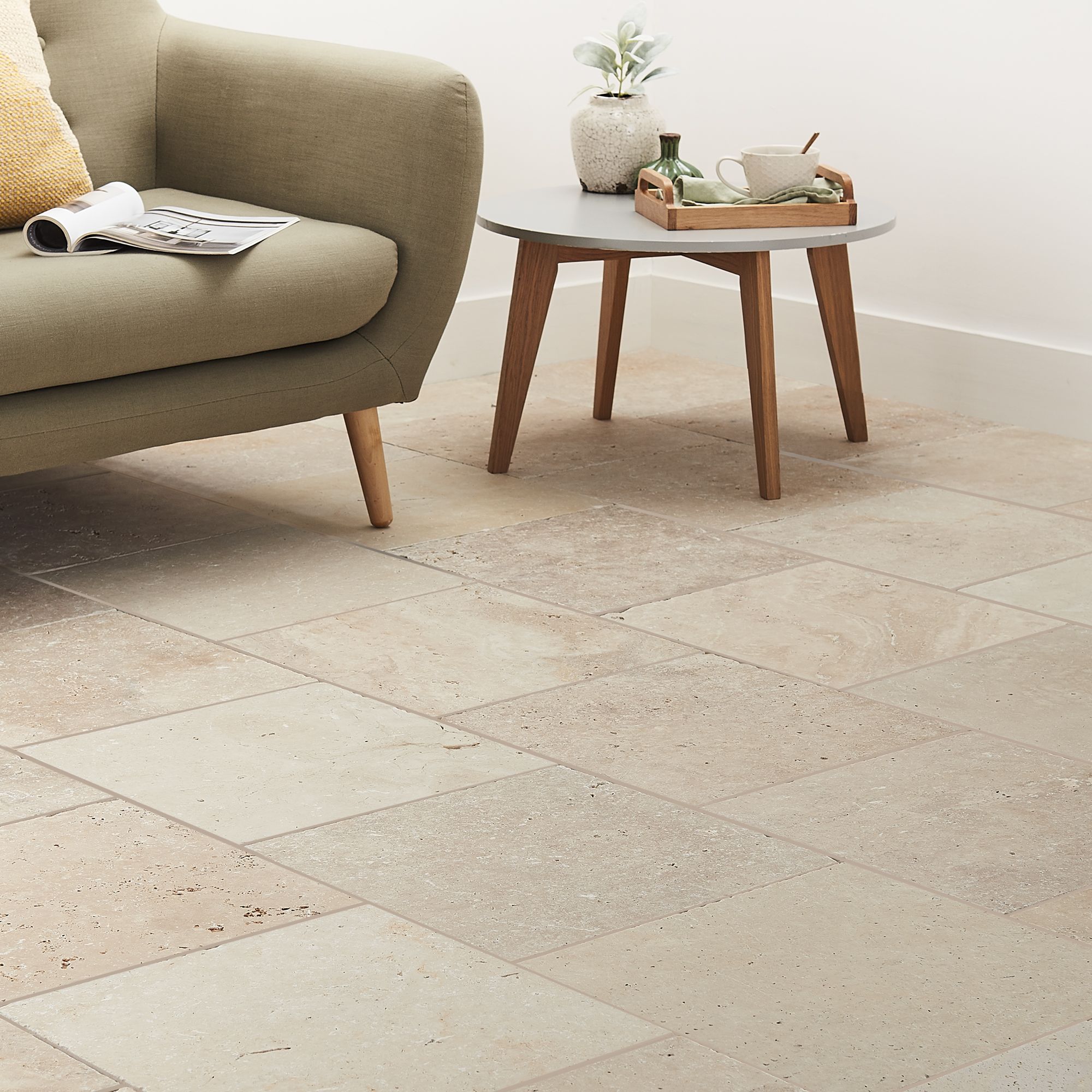 Colours Real tumbled travertine Cream Matt Travertine effect Natural stone Indoor Wall & floor Tile - 6