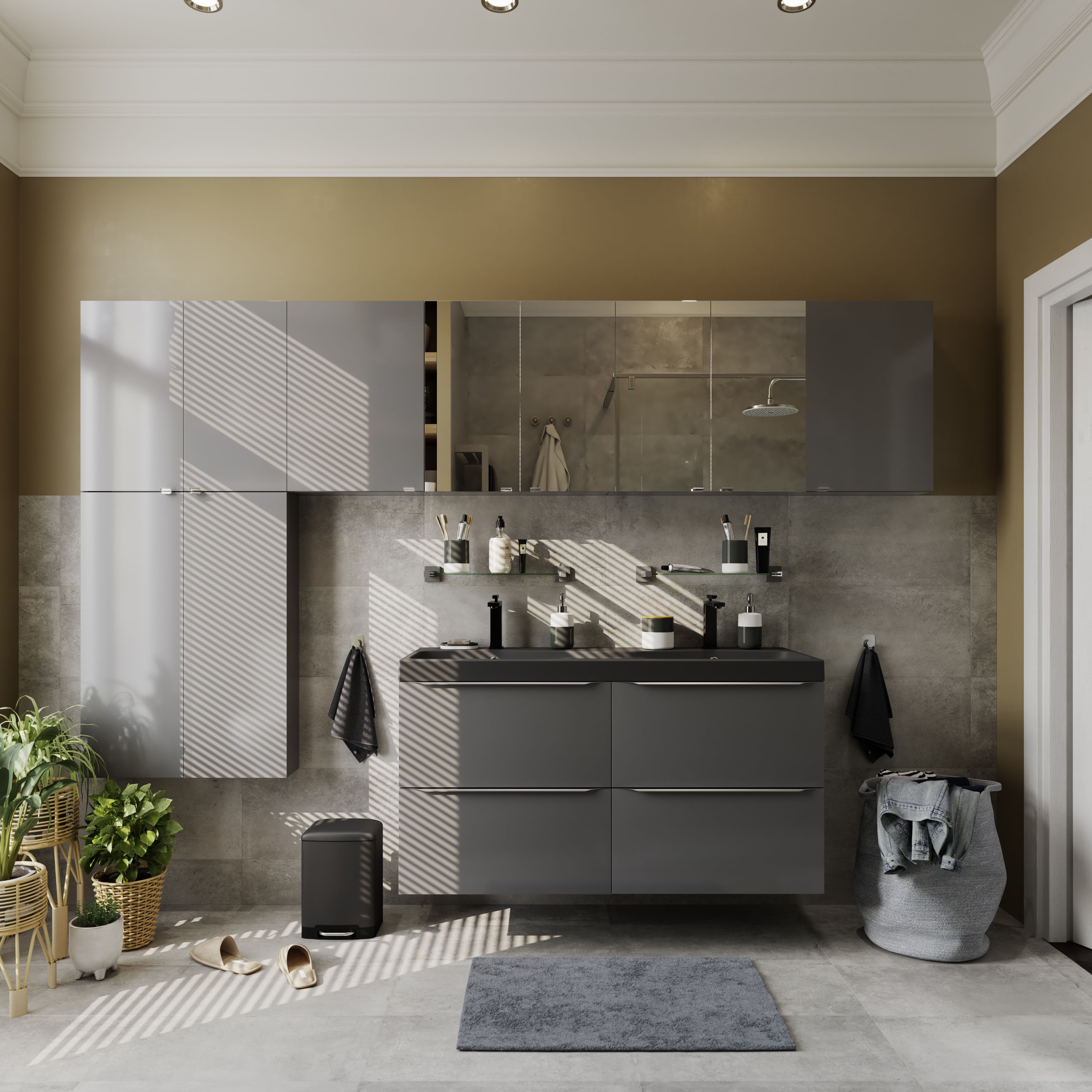 Colours Reclaimed Grey Matt Concrete effect Porcelain Indoor Wall & floor Tile - 10