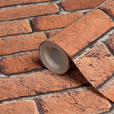 Colours Red Brick Textured Wallpaper