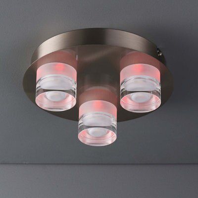 Colours Reece Flush Acrylic & steel Chrome effect 3 Lamp Ceiling light
