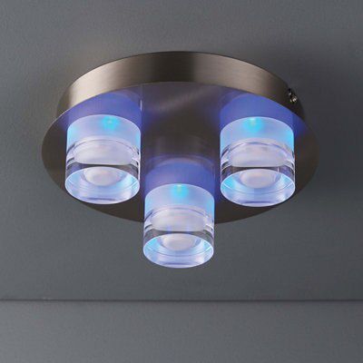 Colours Reece Flush Acrylic & steel Chrome effect 3 Lamp Ceiling light