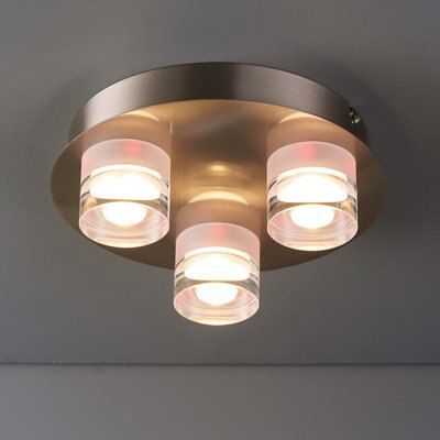 Colours Reece Flush Acrylic & steel Chrome effect 3 Lamp Ceiling light