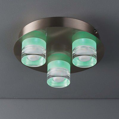 Colours Reece Flush Acrylic & steel Chrome effect 3 Lamp Ceiling light