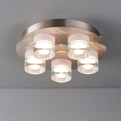 Colours Reece Flush Acrylic & steel Chrome effect 5 Lamp Ceiling light