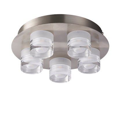 Colours Reece Flush Acrylic & steel Chrome effect 5 Lamp Ceiling light