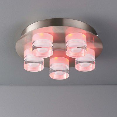 Colours Reece Flush Acrylic & steel Chrome effect 5 Lamp Ceiling light