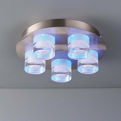 Colours Reece Flush Acrylic & steel Chrome effect 5 Lamp Ceiling light