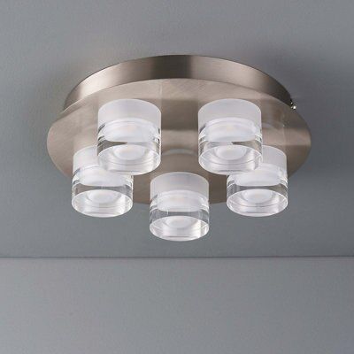 Colours Reece Flush Acrylic & steel Chrome effect 5 Lamp Ceiling light
