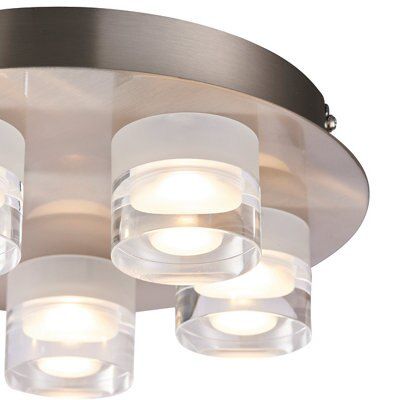 Colours Reece Flush Acrylic & steel Chrome effect 5 Lamp Ceiling light