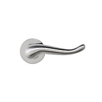 Colours Rhyl Satin Nickel effect Brass Curved Latch Push-on rose Door handle (L)119mm, Pair