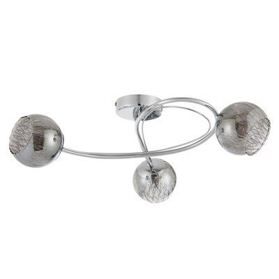 Colours Roset Glass & steel Chrome effect 3 Lamp Ceiling light