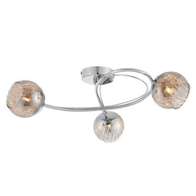 Colours Roset Glass & steel Chrome effect 3 Lamp Ceiling light