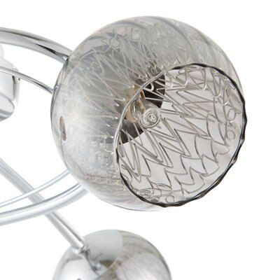 Colours Roset Glass & steel Chrome effect 3 Lamp Ceiling light