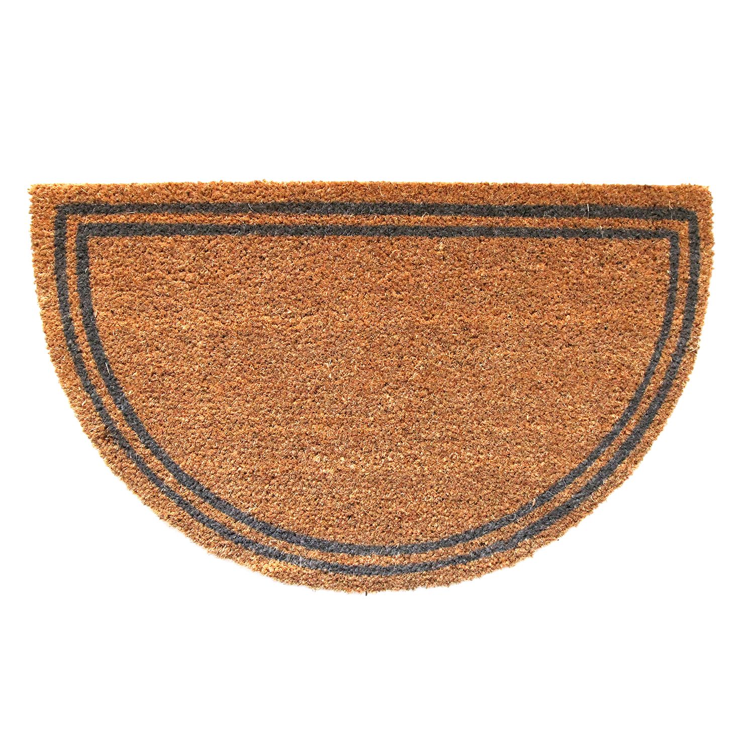 Colours Rosita Blue & natural Half moon Door mat, 75cm x 45cm